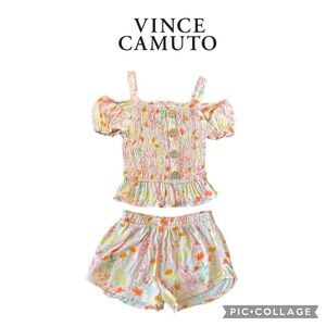 Vince Camuto girls floral pink shorts matching set size 5